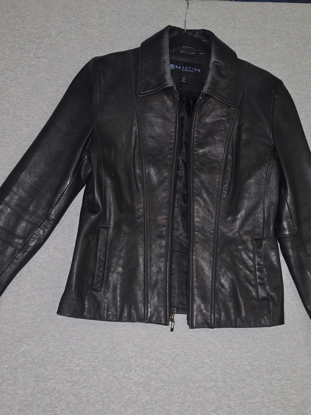 Kenneth Cole Reaction Black Leather Zip-Front Jacket - Picture 11 of 16